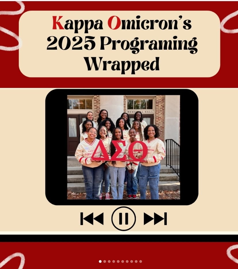 Kappa Omicron chapter members of Delta Sigma Theta pose together for 2025 programming recap graphic.